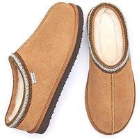 Moshulu Men's 'Seathorn' Leather Sheepskin Mule Slippers in Tan | Size: 10