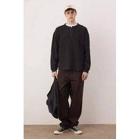 WOVCOR Men's Men's Button Neck Sweatshirt in Black | Size: XL