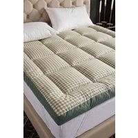 Living and Home 10cm Comfortable Quilted Mattress Topper in Green | Size: Double