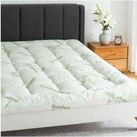 Living and Home Breathable Skin-Friendly Bamboo Printed Mattress Topper in White | Size: King