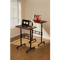 Living and Home Height Adjustable Mobile Laptop Desk with Wheels in Brown