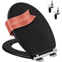 Marco Paul Black Glitter Soft Close MDF Toilet Seat with Quick Release Button
