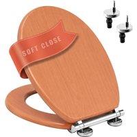 Marco Paul Dark Pine Soft Close MDF Toilet Seat with Quick Release Button in Brown