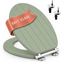 Marco Paul Sage Green Groove Soft Close Moulded Wood Toilet Seat Quick Release in Pale Green