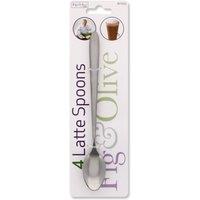 Bed Time UK Long Handle Latte Spoons 4 Piece Set Stainless Steel Coffee Spoons in Silver