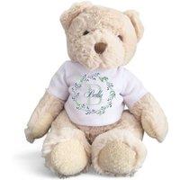 Aye Do Gifts Personalised Luxury Teddy Bear with Blue & Green Floral T-Shirt in Beige
