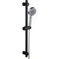 NESTLUNE Shower Riser Rail Kit Adjustable Stainless Steel in Black