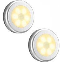 FLAVORA 2PCS, Warm White Battery Powered LED Under Cabinet Lights in Silver