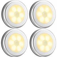 FLAVORA 4PCS, Warm Whiteselected Battery Powered LED Under Cabinet Lights in Silver