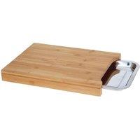NESTLUNE Wooden Chopping Board Cutting Slicing + Sliding Stainless in Brown | Size: 100 cm x 15 cm