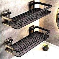 EONLION 2pcs Black Shower Shelf Set