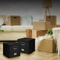 EONLION Black Vinyl Record Storage Box W Lids | Size: 500mm
