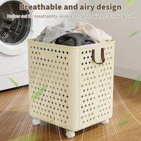 EONLION 1PCS 49.5*37.5*36cm Large Capacity Folding Laundry Basket in Beige | Size: 100 cm