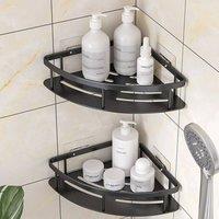 Kelvenix 2 Tier No Drilling Bathroom Wall Corner Shelf Rack in Black