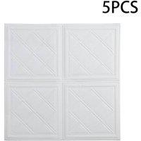 Hinsinc 5X Brick Ceiling Panel Wall Sticker Self Adhesive Wallpaper in White | Size: 0.6m2