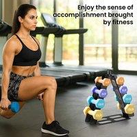 EONLION 4 Tier Dumbbell Rack Stand Weight Storage in Black | Size: 0-12 m