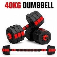 NESTLUNE Dumbbells 40KG Adjustable Octagonal Strength Set in Black | Size: 0-18 m