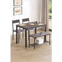 Living and Home Dining Table Set for 4 in Light Grey