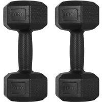 Living and Home 10kg Hex Dumbbells with Anti-Roll Design in Black