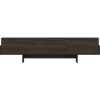CALICOSY TV Cabinet With 3 Grooved Drop-Down Doors, 180 Cm Wide - HELYO in Walnut
