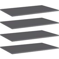Berkfield Home Bookshelf Boards 4 pcs High Gloss Grey 80x50x1.5 cm Engineered Wood