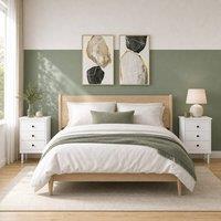 STILVORA Set of 2 Bedside Tables with 3 Drawers in White
