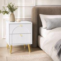 STILVORA Bedside Table Set of 2 with 2 Drawers in White
