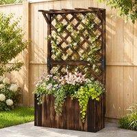 STILVORA Raised Garden Bed with Trellis & Hanging Roof in Dark Brown