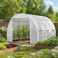 STILVORA Polytunnel Greenhouse 3 x 3 x 2 m with Roll-Up Sides in White