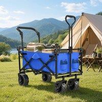 STILVORA Folding Trolley Cart with Canopy & Adjustable Handles in Blue