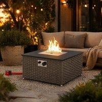 STILVORA Gas Fire Pit Table with Lid Grey