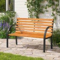 STILVORA 2 Seater Garden Bench with Steel Frame in Light Oak