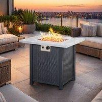 STILVORA Gas Fire Pit Table 71 cm with Lid Black