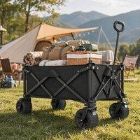 STILVORA Folding Trolley 110L with Telescopic Handle Black