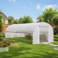 STILVORA Polytunnel Greenhouse 595 x 300 cm with 8 Windows in White