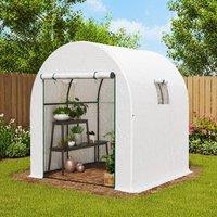 STILVORA Polytunnel Greenhouse 180 x 180 cm with Mesh Windows in White