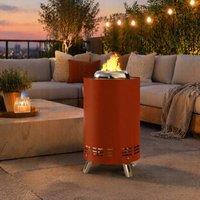 STILVORA Tabletop Fire Pit 16 cm with Poker in Red in Terracotta