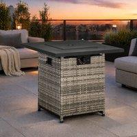STILVORA Gas Fire Pit Table with Rain Cover Grey