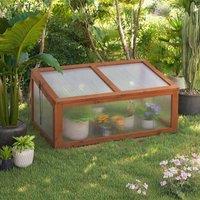 STILVORA Wooden Cold Frame with Openable Tilted Top in Brown
