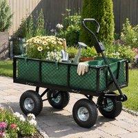 STILVORA Garden Trolley 114L with Removable Sides Green