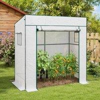 STILVORA Walk-in Greenhouse 196 cm with Zipped Door & Windows in White