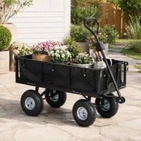 STILVORA Garden Trolley 114L with Removable Sides Black