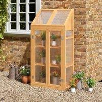 STILVORA Cold Frame Greenhouse with 3 Shelves & Double Doors in Natural