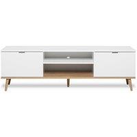 CALICOSY TV Unit With 2 Doors & 2 Shelves, 160 Cm Wide - COPENHAGEN in White