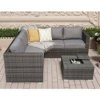 Furniture Maxi 5 Seater Rattan Garden Sofa Set With Ice Bucket Coffee Table in Grey