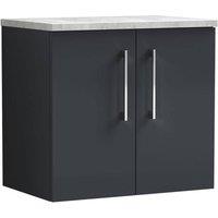Balterley Level 600mm Wall Hung 2 Door Vanity Unit & Laminate Worktop, Dark Grey