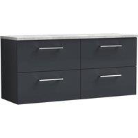 Balterley Level 1200mm Wall Hung 4 Drawer Unit with Laminate Worktop - Dark Grey