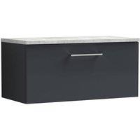 Balterley Level 800mm Wall Hung 1 Drawer Unit with Laminate Worktop - Dark Grey