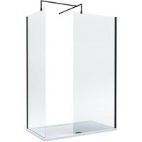 Balterley Walk-In Wetroom Bundle, Matt Black, 1400x700mm in Black