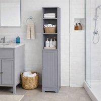 SAXONY Grey Tall Slim Bathroom Storage Cabinet with Door & 3 Shelves